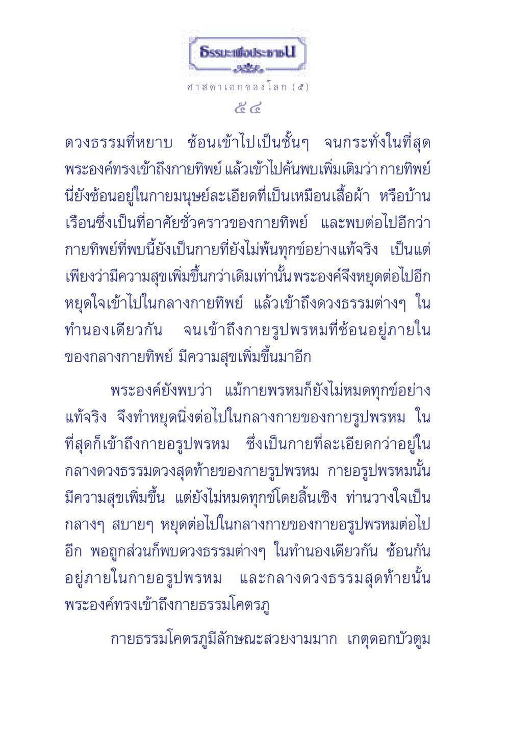 การค้นพบกายทิพย์และกายธรรม ธรรมะเพื่อประชาชน ฉบับศาสดาเอกของโลก หน้า 55
