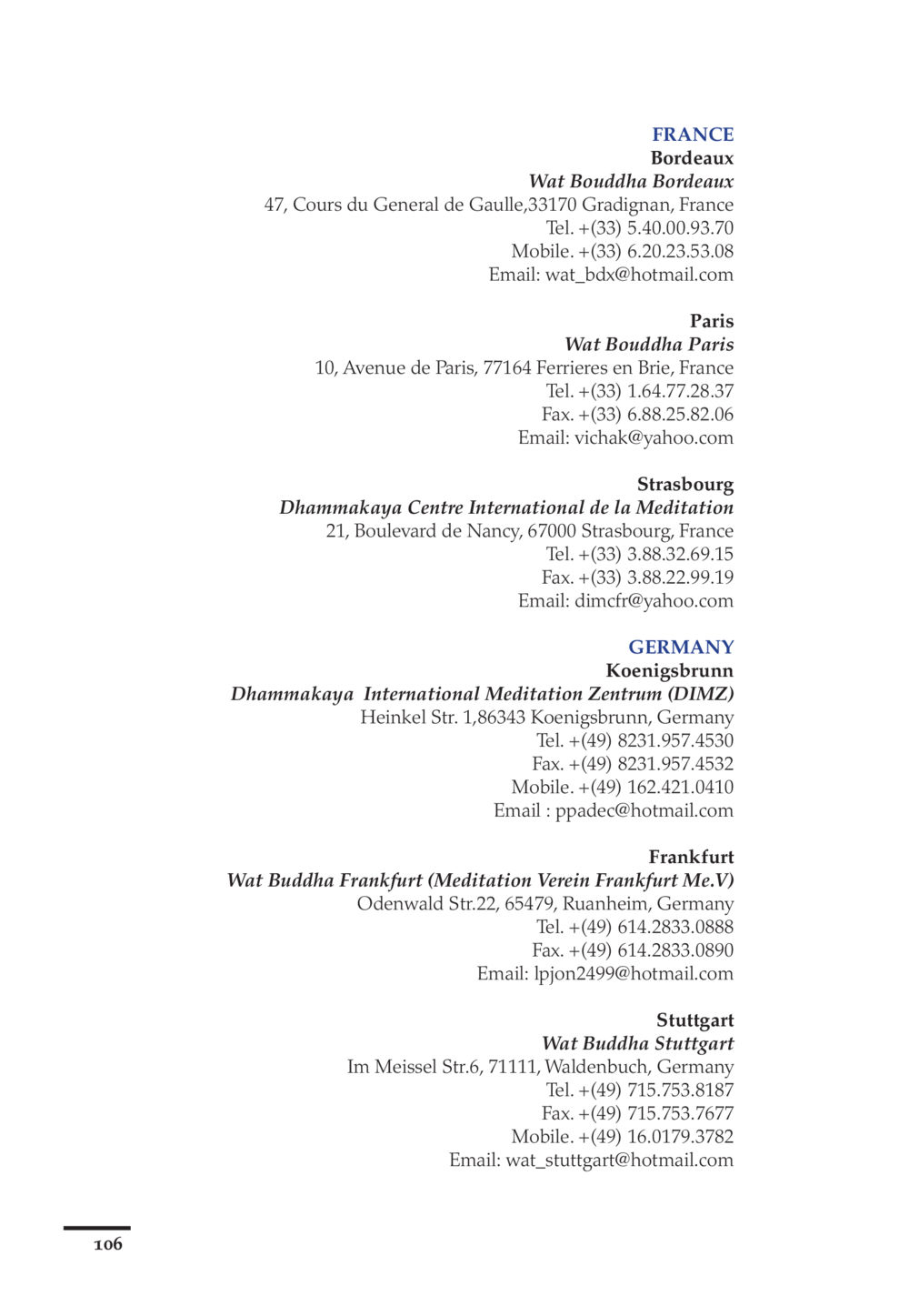 Meditation Centers in France and Germany Pearls of Inner Wisdom หน้า 107