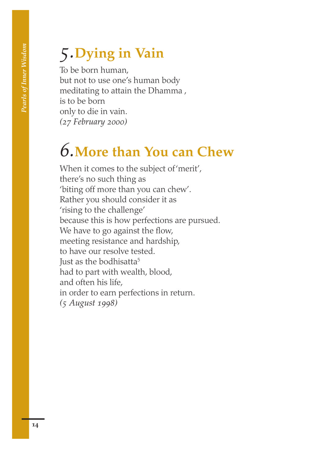 Pearls of Inner Wisdom: Dying in Vain and More than You Can Chew Pearls of Inner Wisdom หน้า 15