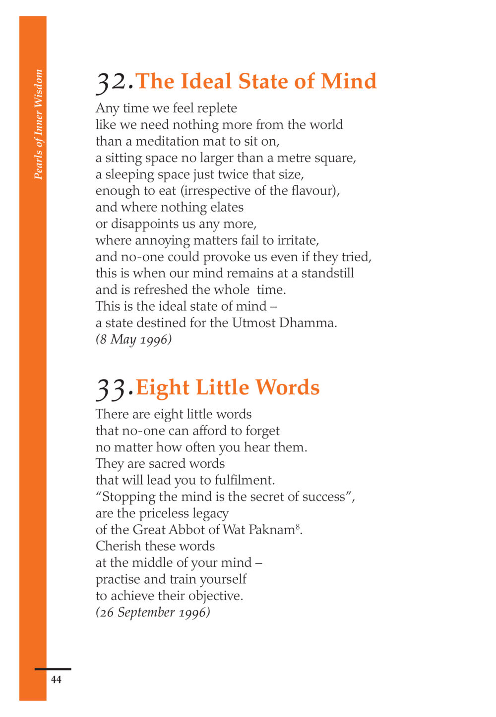 The Ideal State of Mind and Eight Little Words Pearls of Inner Wisdom หน้า 45
