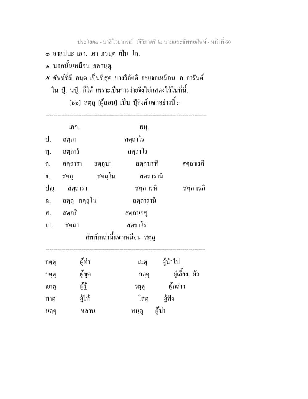บาลีไวยากรณ์ วจีวิภาคที่ ๒ นามและอัพพยศัพท์ บาลีไวยกรณ์ วจีวิภาคที่ 2 นามและอัพพยศัพท์ หน้า 32