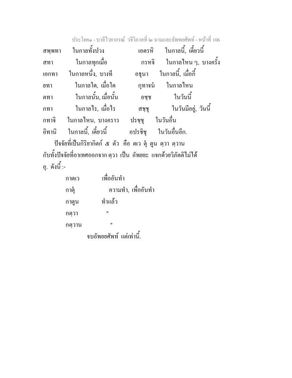 บาลีไวยากรณ์ วจีวิภาคที่ ๒ นามและอัพพยศัพท์ บาลีไวยกรณ์ วจีวิภาคที่ 2 นามและอัพพยศัพท์ หน้า 78