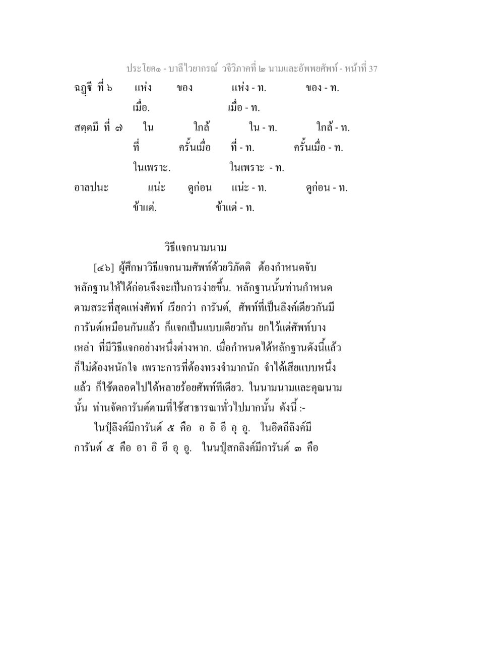 การแจกนามในบาลีไวยากรณ์ บาลีไวยกรณ์ วจีวิภาคที่ 2 นามและอัพพยศัพท์ หน้า 9