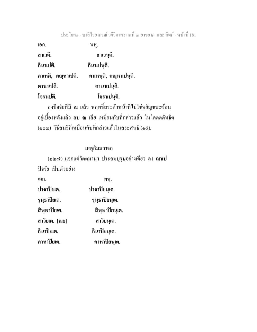 บาลีไวยากรณ์ วจีวิภาค: อาขยาต และ กิตก์ บาลีไวยกรณ์ วจีวิภาค ภาคที่ 2 อาขยาต และ กิตก์ หน้า 32