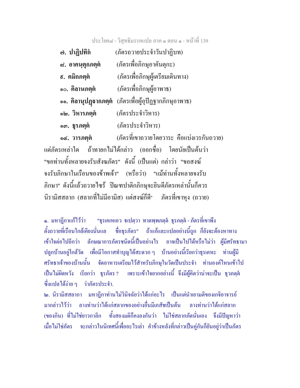 ประเภทของภัตรถวายในพระพุทธศาสนา วิสุทธิมรรคแปล ภาค 1 ตอน 1 หน้า 143