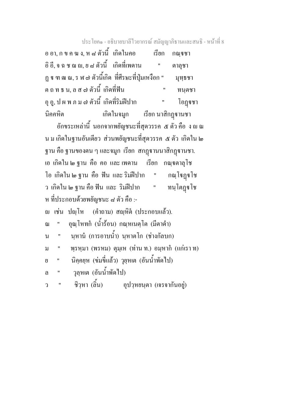 อธิบายบาลีไวยากรณ์ สมัญญาภิธานและสนธิ อธิิบายบาลีไวยากรณ์ สมัญญาภิธานและสนธิ หน้า 9