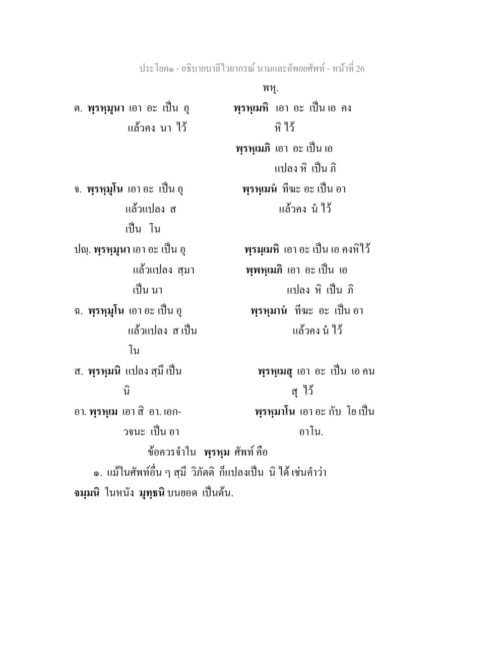 อธิบายบาลีไวยากรณ์ นามและอัพยยศัพท์ อธิบายบาลีไวยากรณ์ นามและอัพพยศัพท์ หน้า 27
