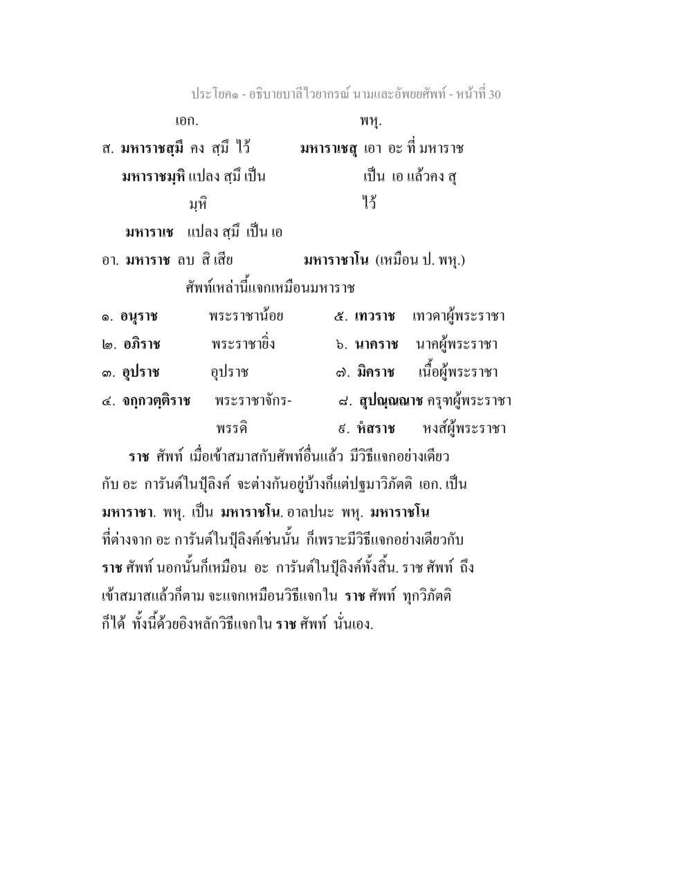 คำอธิบายบาลีไวยากรณ์ นามและอัพยยศัพท์ อธิบายบาลีไวยากรณ์ นามและอัพพยศัพท์ หน้า 31