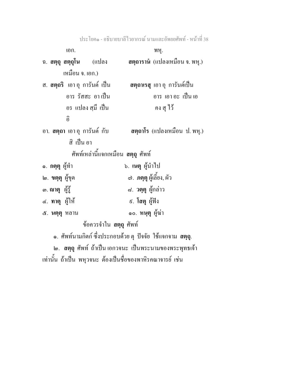 บาลีไวยากรณ์: นามและอัพยยศัพท์ อธิบายบาลีไวยากรณ์ นามและอัพพยศัพท์ หน้า 39