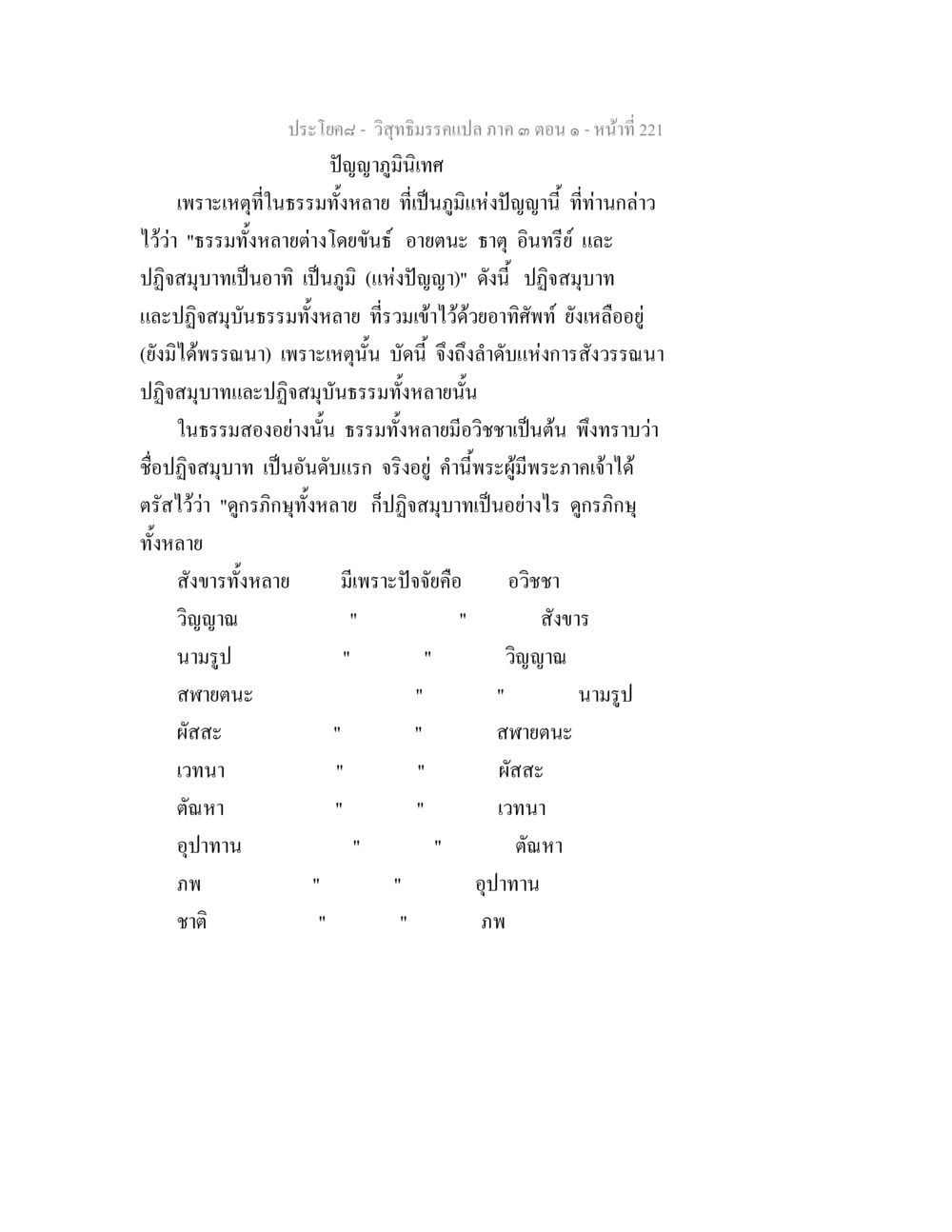 ปัญญาภูมิเทศ ในวิทยาธรรม วิสุทธิมรรค ภาค 3 ตอน 1 หน้า 222
