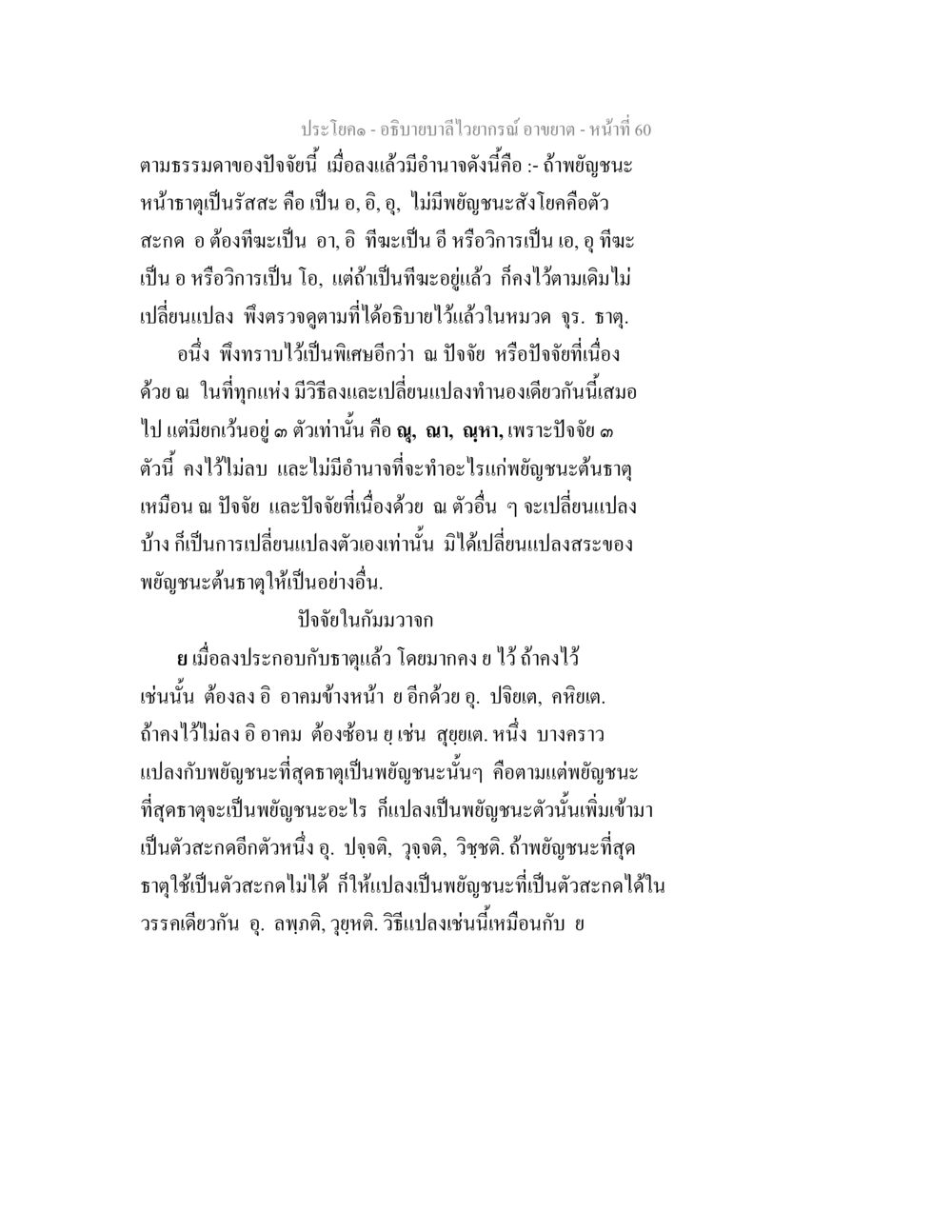 การศึกษาเกี่ยวกับลำไส้เวรกิร อามาดา อธิบายบาลีไวยากรณ์ อาขยาต หน้า 61