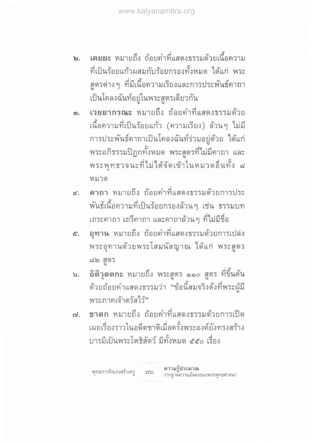 ประเภทของถ้อยคำที่แสดงธรรมในพระพุทธศาสนา ความรู้ประมาณ รากฐานความมั่นคงของพระพุทธศาสนา หน้า 90