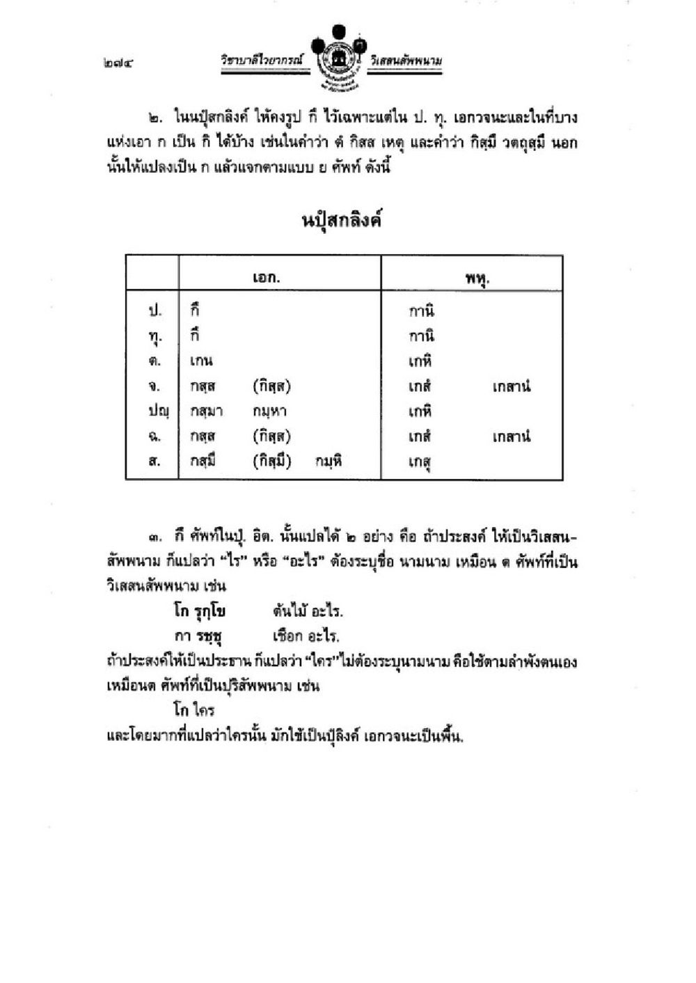 การใช้คำในภาษาสันสกฤต วิชาบาลีไวยากรณ์ เล่ม 1 หน้า 298