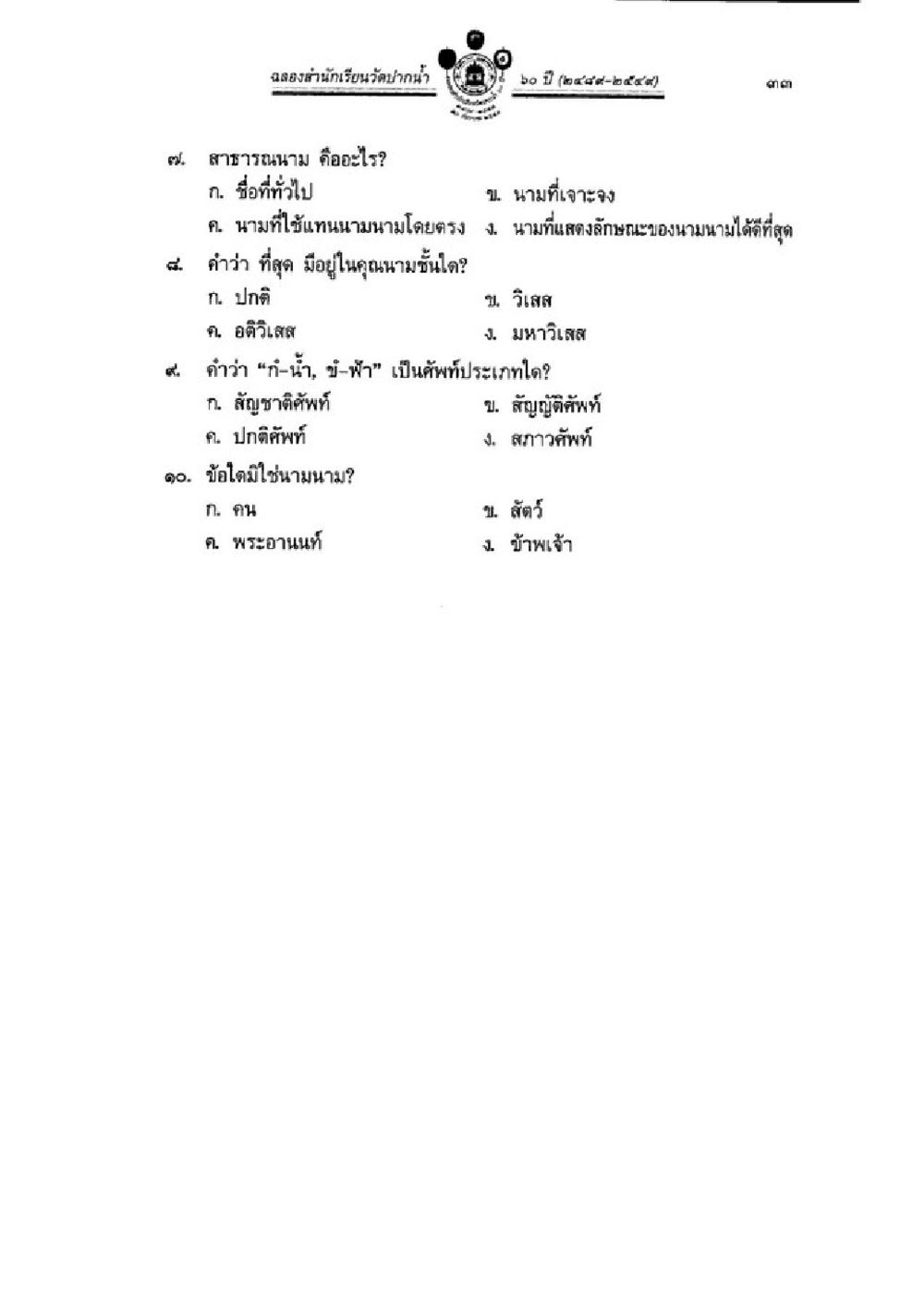 สาระเกี่ยวกับสาราธานามและนามนาม วิชาบาลีไวยากรณ์ เล่ม 1 หน้า 57