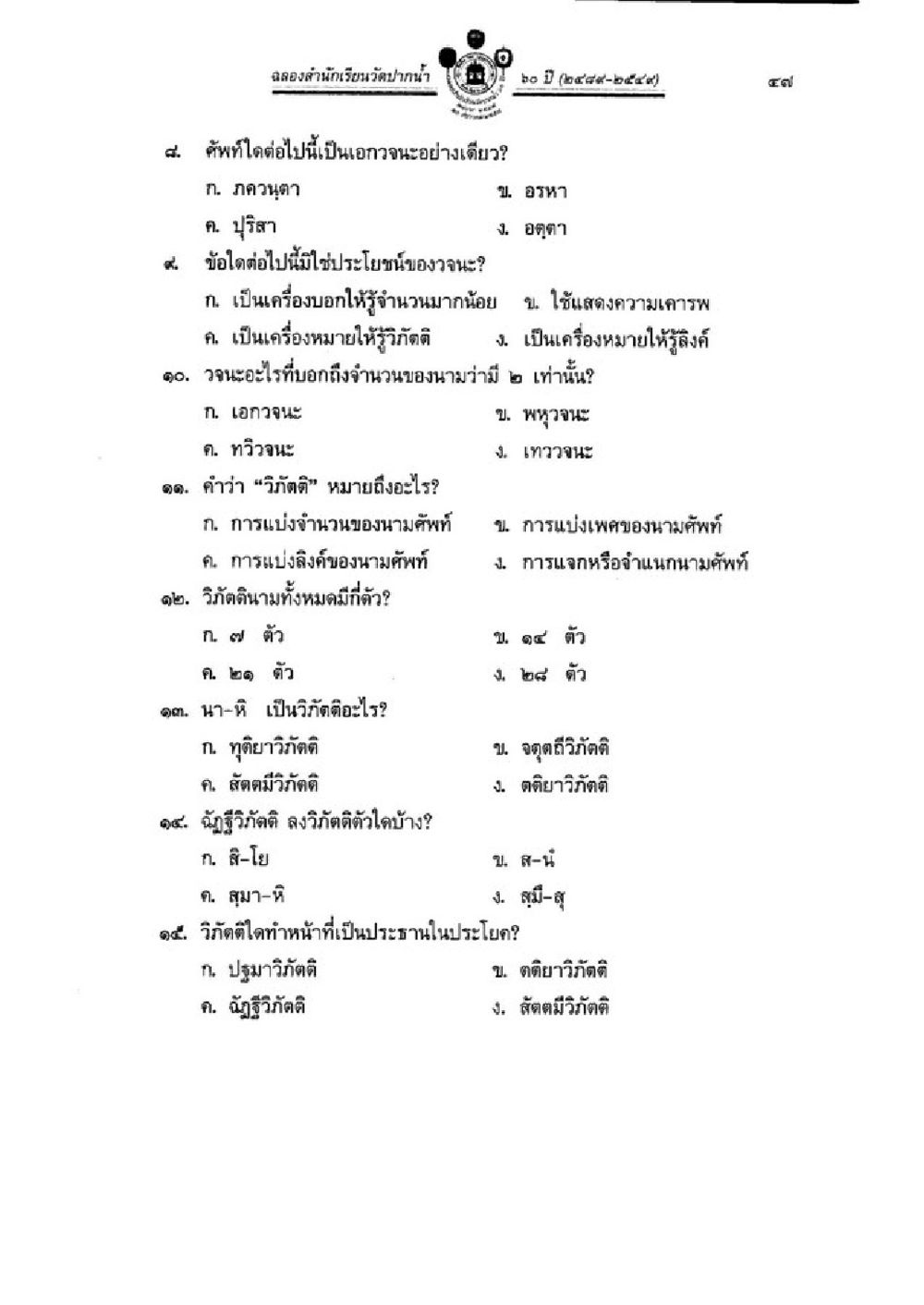 การศึกษาเกี่ยวกับนามและวิภาค วิชาบาลีไวยากรณ์ เล่ม 1 หน้า 71
