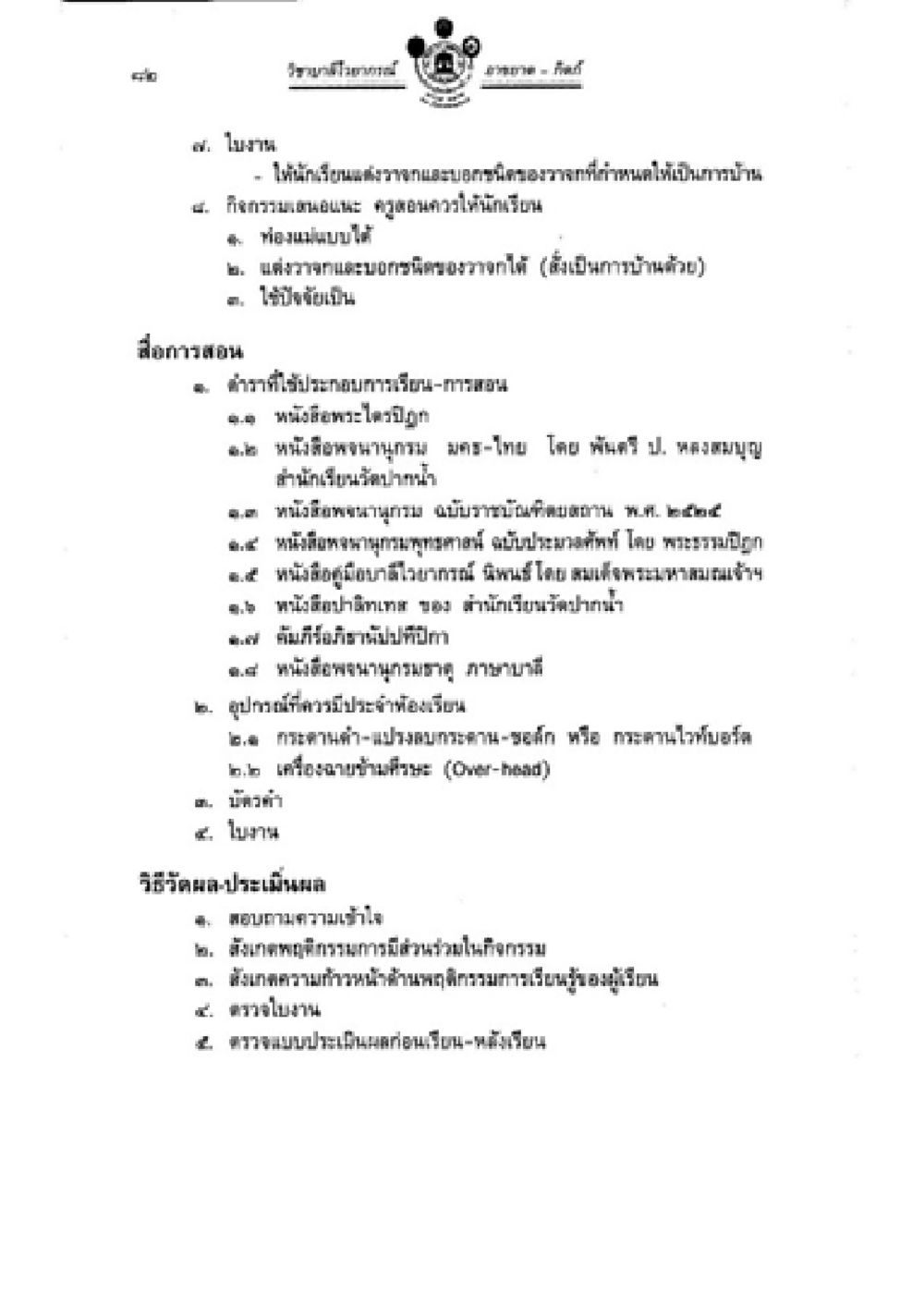 แนวทางการทำงานของกรมป่าไม้ วิชาบาลีไวยากรณ์ เล่ม 2 หน้า 106