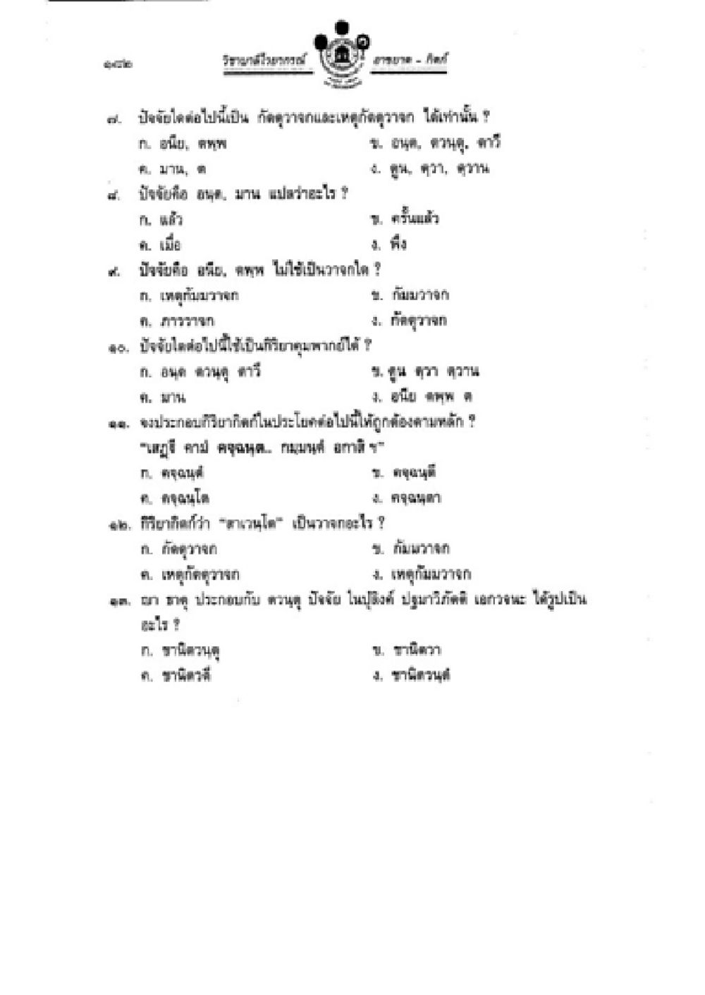 การอ่านรู้เรื่องและการวิเคราะห์ข้อสอบ วิชาบาลีไวยากรณ์ เล่ม 2 หน้า 206