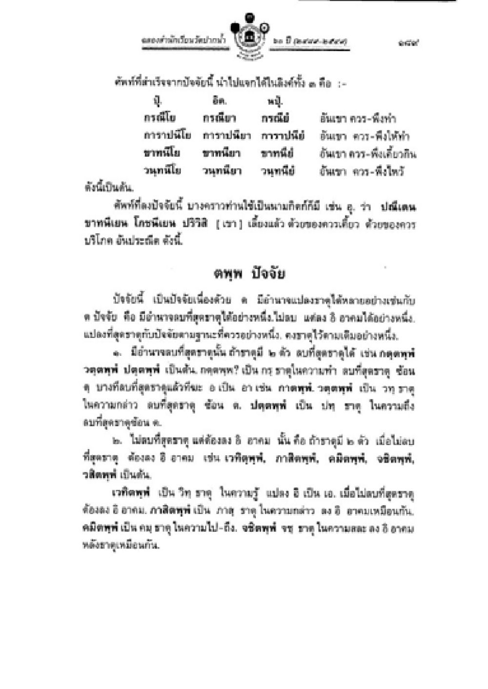 การตรวจสอบข้อมูลแปลงปลูกที่ดินในจังหวัดอุดรธานี วิชาบาลีไวยากรณ์ เล่ม 2 หน้า 213