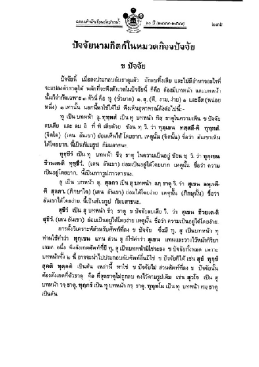 ปัจจัยมีกิเลสในหมวดก้องปัญญา วิชาบาลีไวยากรณ์ เล่ม 2 หน้า 269