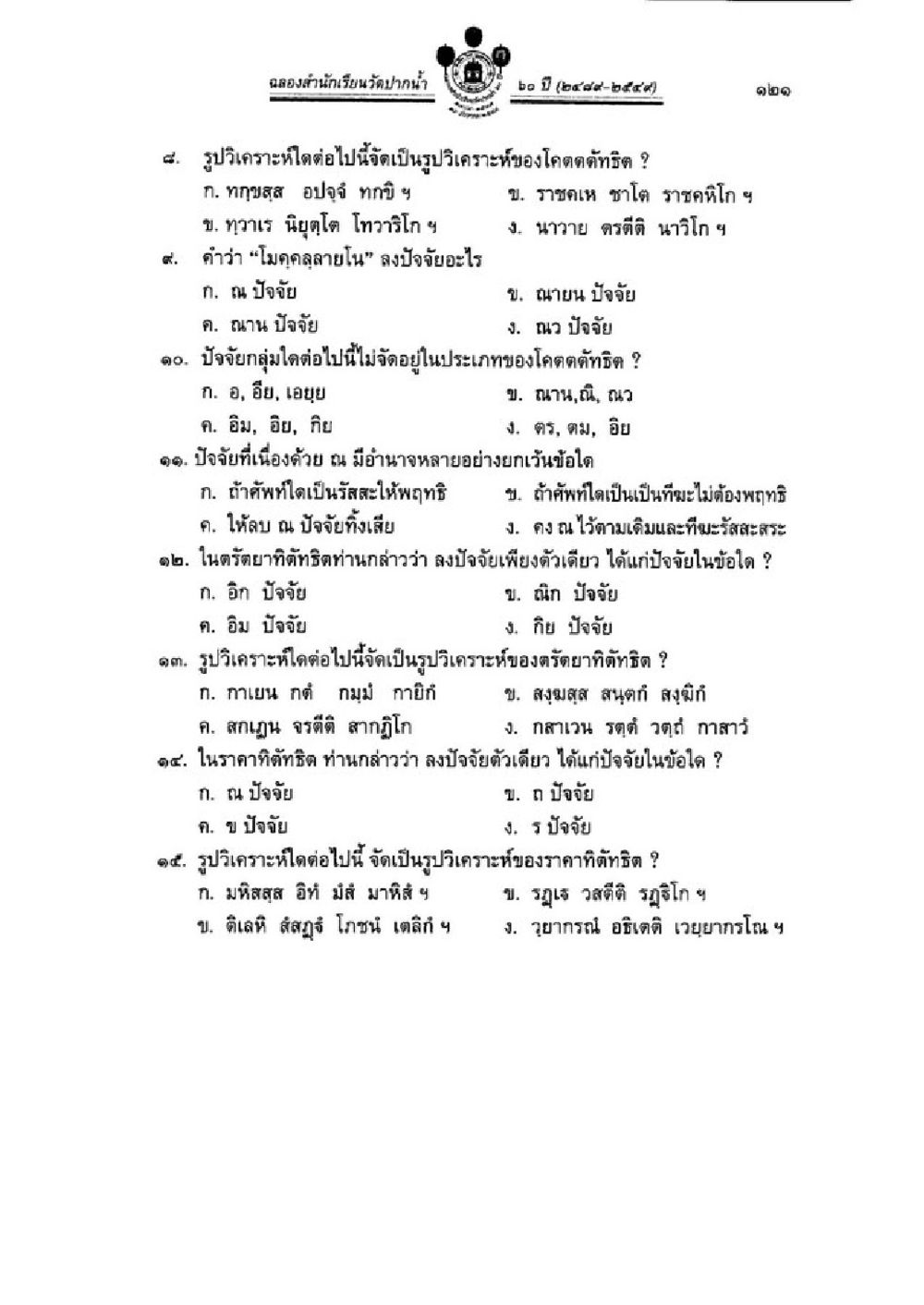 การวิเคราะห์โครงตักทิศและปัจจัย วิชาบาลีไวยากรณ์ เล่ม 3 หน้า 143