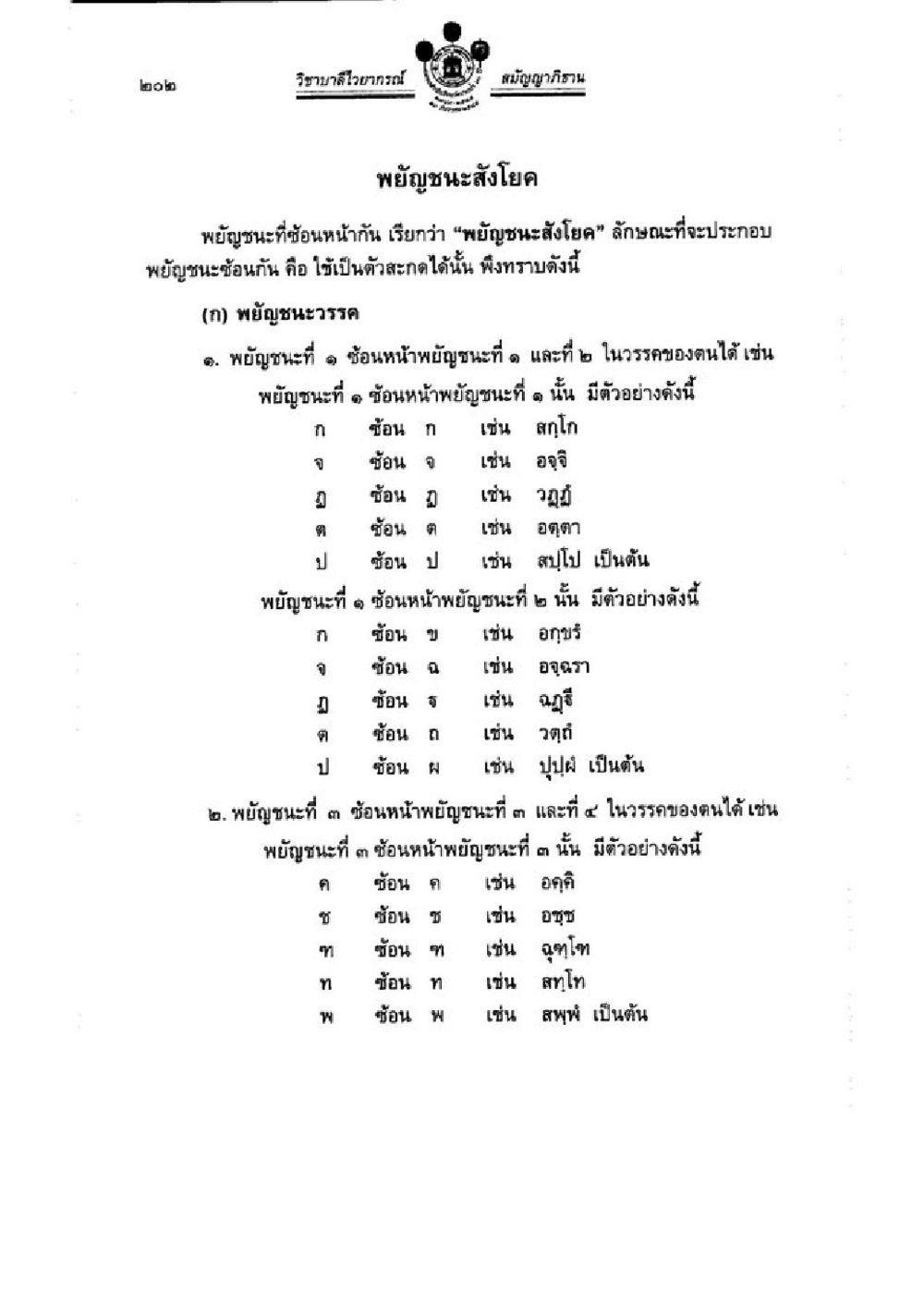 พยัญชนะสังโยคและลักษณะการประกอบพยัญชนะ วิชาบาลีไวยากรณ์ เล่ม 3 หน้า 224