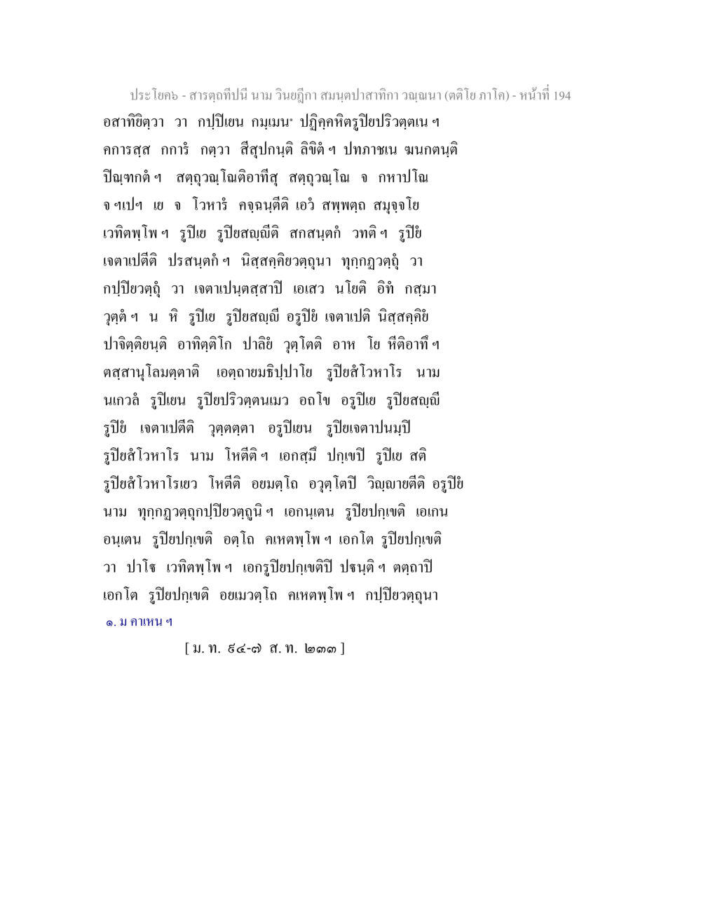 การศึกษาปฏิกุลกจรรและการสรรค์สร้างสุข สารตฺถทีปนี นาม วินยฎีกา สมนฺตปาสาทิกา วณฺณนา (ตติโย ภาโค) หน้า 195