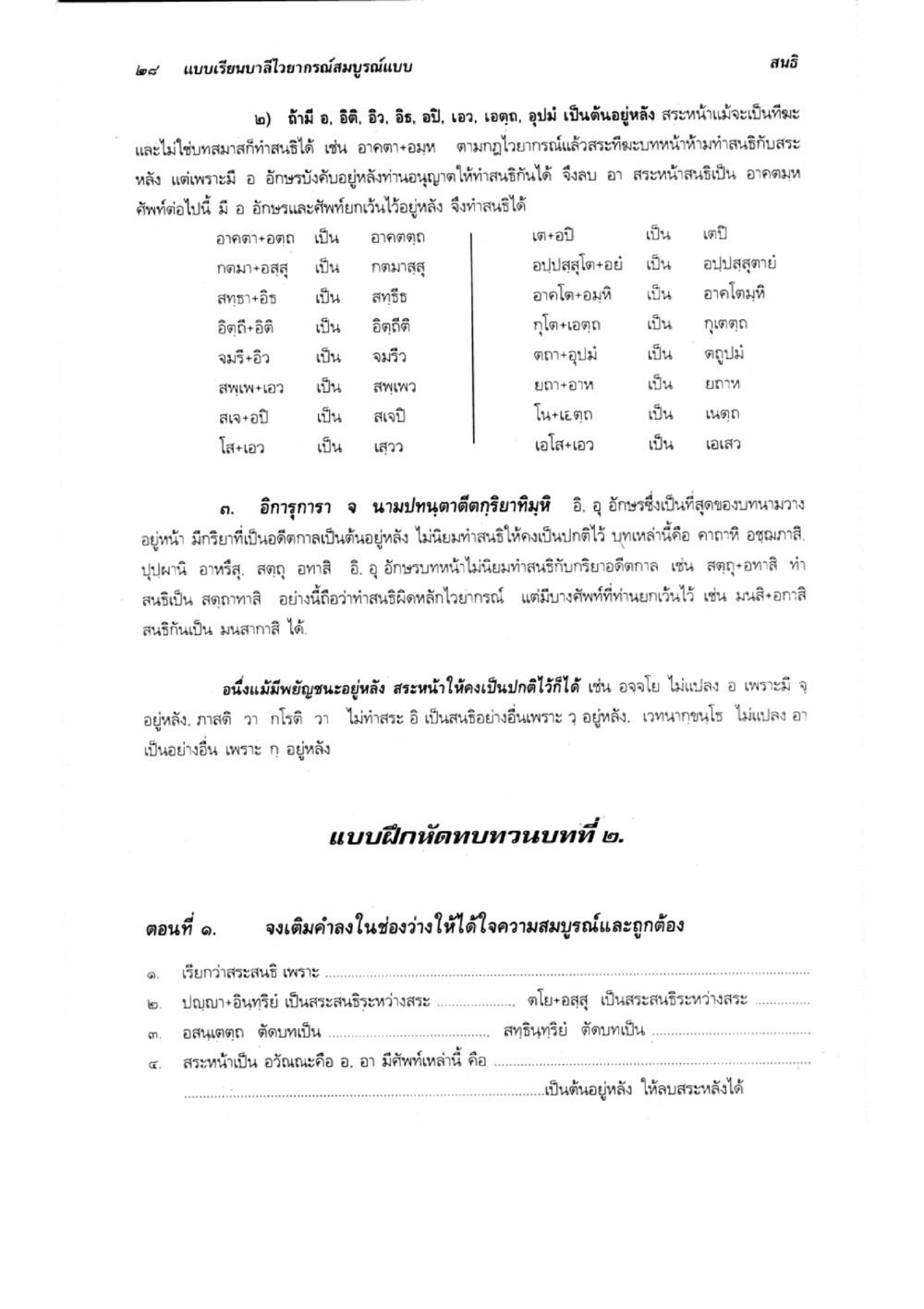 แบบเรียนสำอายุกรมสมุนไพร แบบเรียนบาลีไวยากรณ์สมบูรณ์แบบ เล่ม 1 หน้า 28