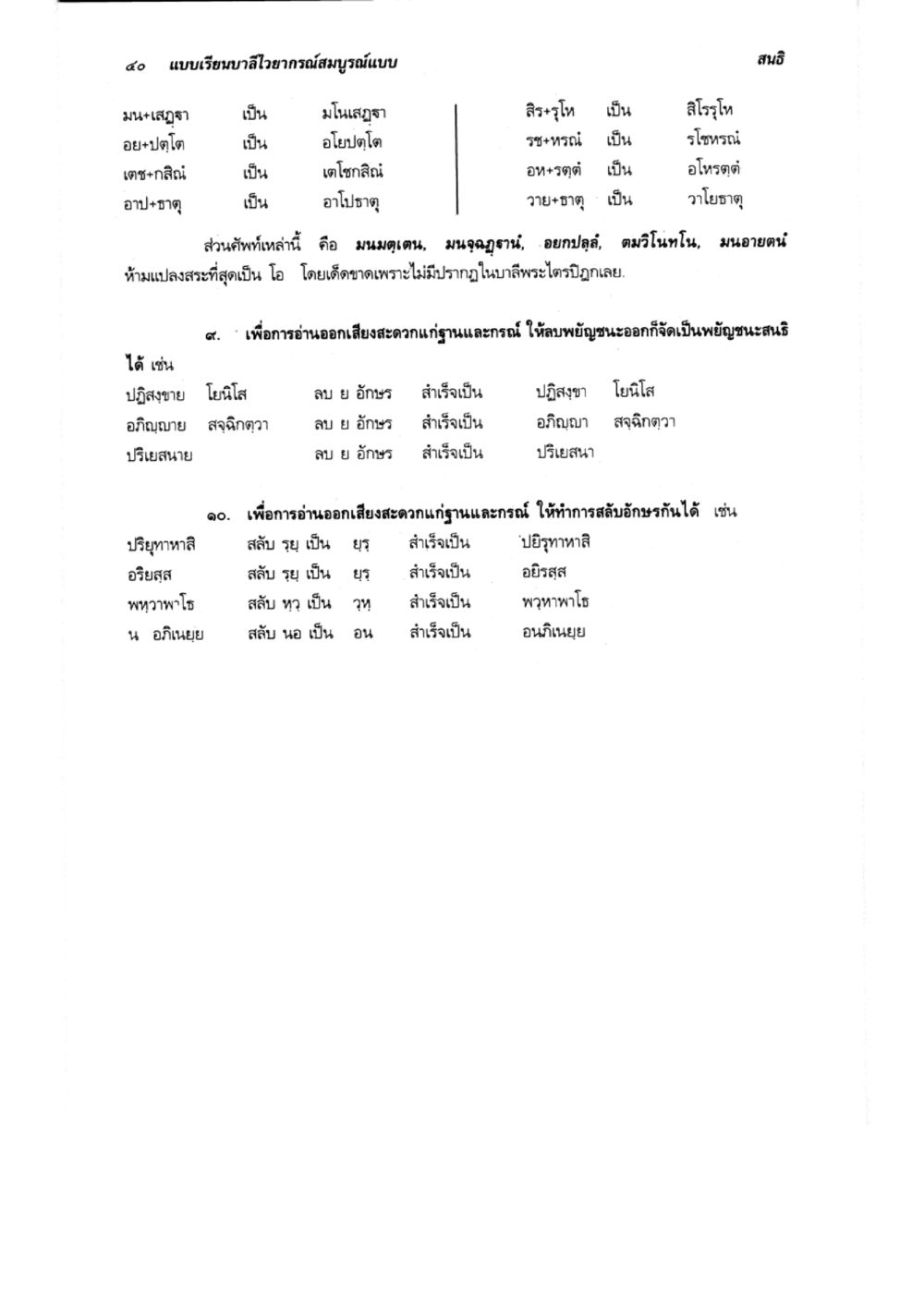 การนำใจชอบสรรเสริญแบบ และการอ่านออกเสียงในพระไตรปิฎก แบบเรียนบาลีไวยากรณ์สมบูรณ์แบบ เล่ม 1 หน้า 40
