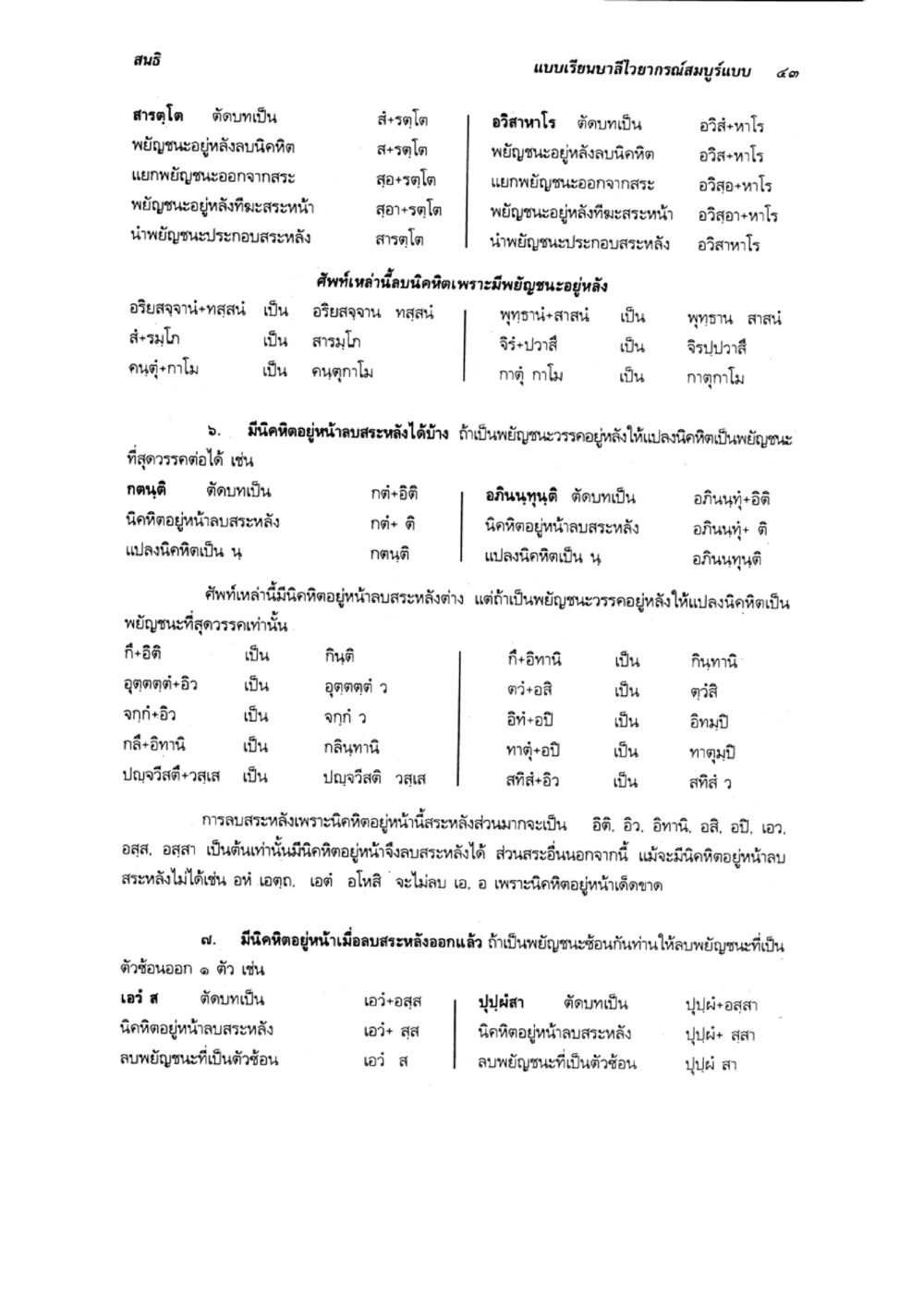 แบบเรียนบาลีโอาการสมุฬิแบบ ๔ แบบเรียนบาลีไวยากรณ์สมบูรณ์แบบ เล่ม 1 หน้า 43