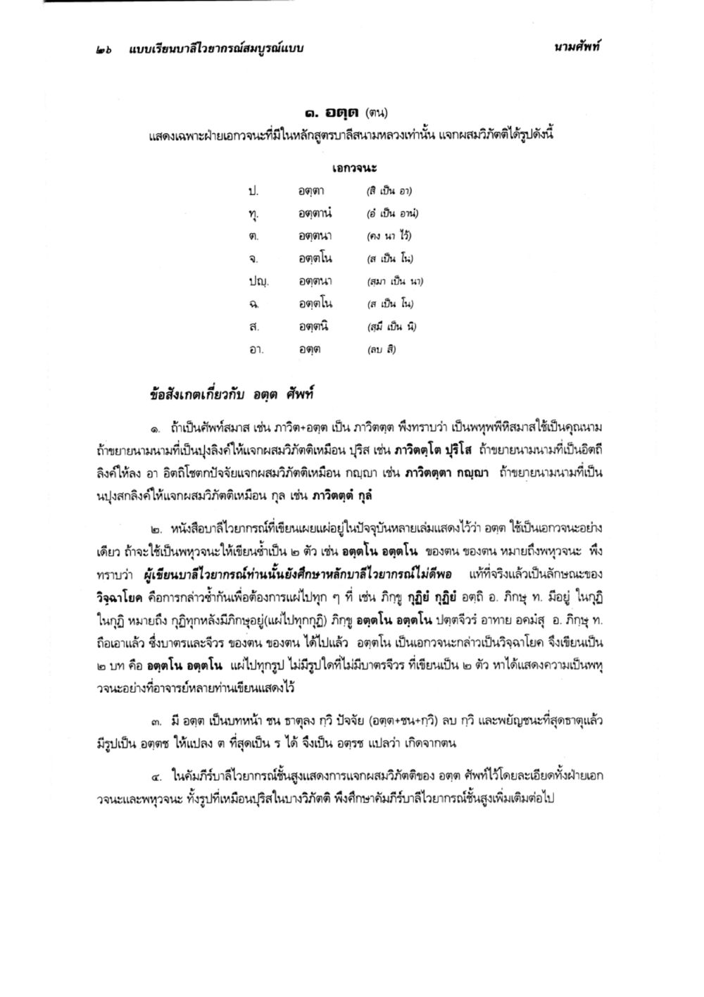แบบเรียนอาอกรณ์สมบูรณ์แบบ แบบเรียนบาลีไวยากรณ์สมบูรณ์แบบ เล่ม 2 หน้า 26