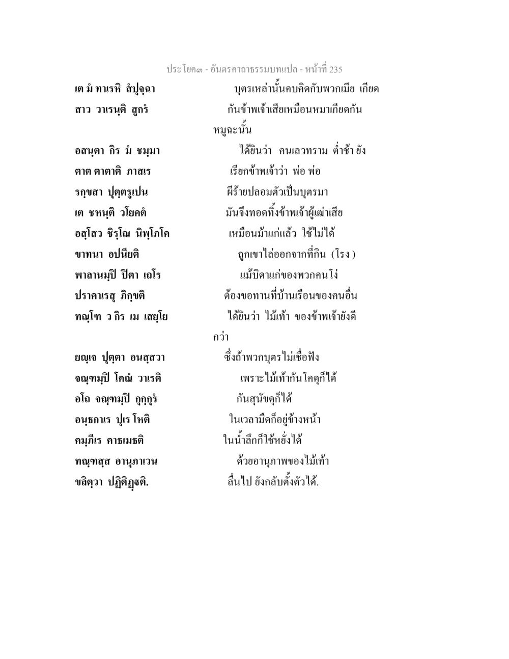 อันตรากรรมบทแปล - หน้า 235 อันตรคาถาธรรมบทแปล ภาค 1-8  หน้า 238