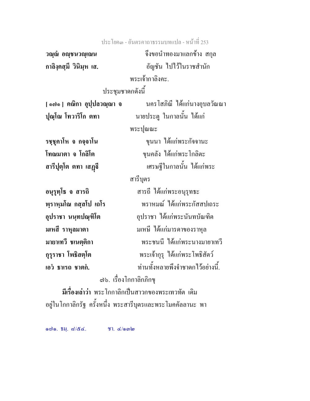 ประโยค ๓ - อันตราคามธรรมบทแปล อันตรคาถาธรรมบทแปล ภาค 1-8  หน้า 256