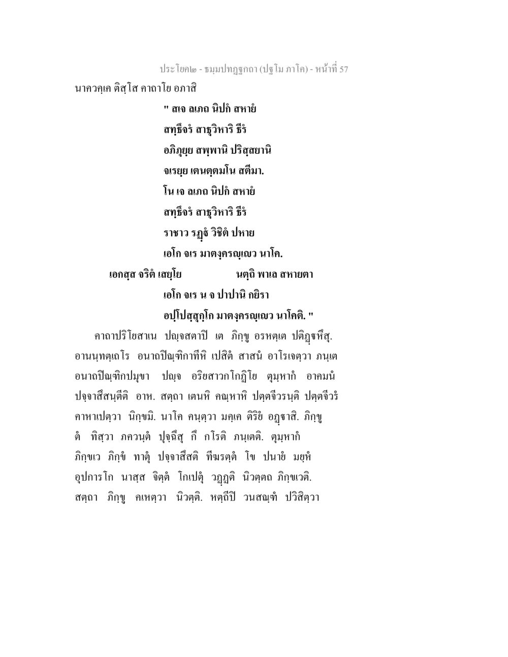 ประโยค-ชมปะถุกถา (ปฏิทินภาคอีสาน) ธมฺมปทฏฐกถา (ปฐโม ภาโค) หน้า 57