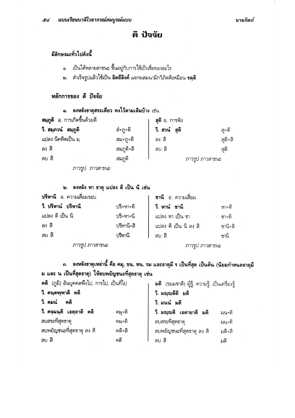 แบบเรียบง่ายไวยากรณ์สมบูรณ์แบบ นามกิตติ แบบเรียนบาลีไวยากรณ์สมบูรณ์แบบ เล่ม 5 หน้า 54