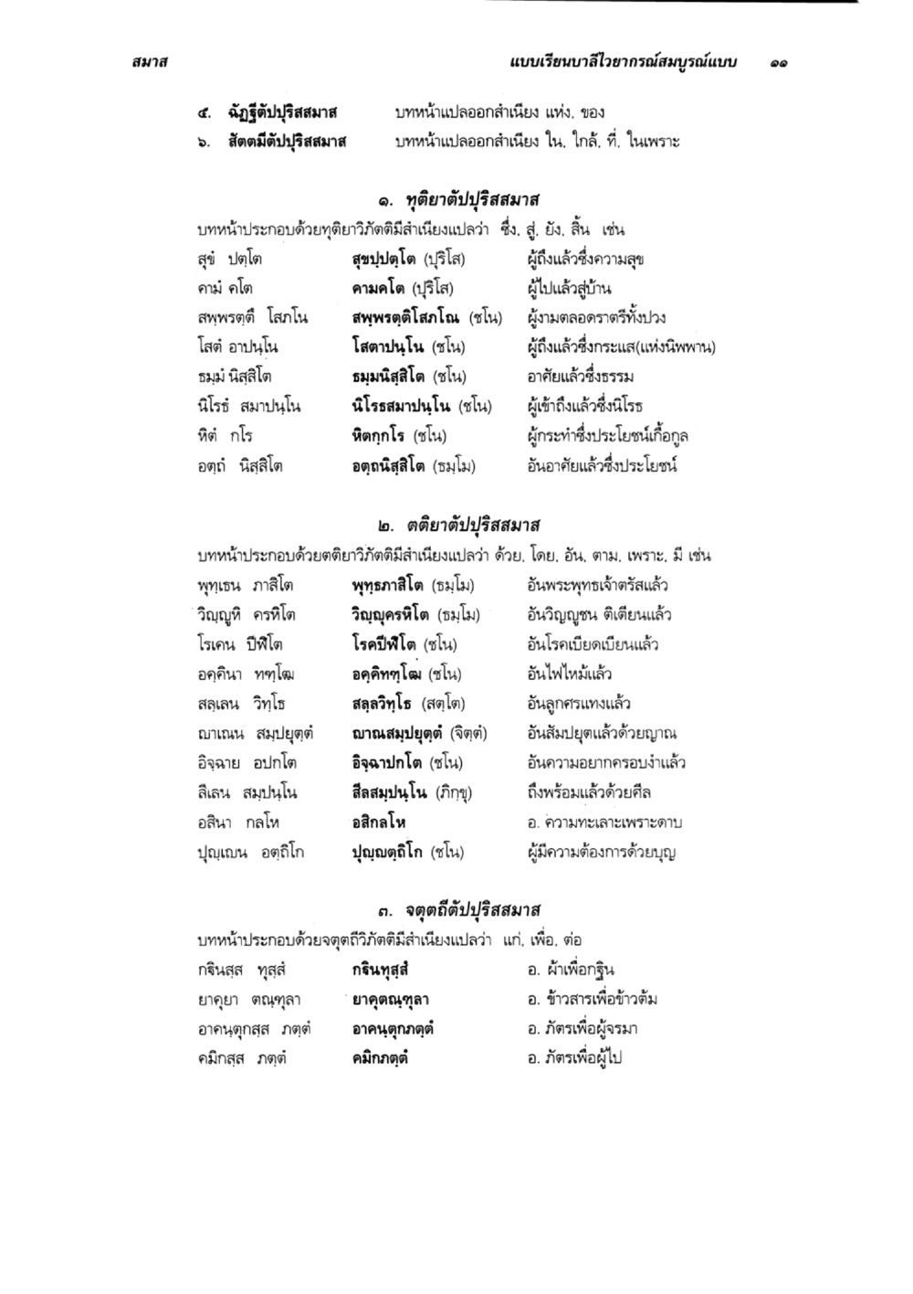 แบบเรียนบาลีวิเสษบูรณะแบบ ๑๑ แบบเรียนบาลีไวยากรณ์สมบูรณ์แบบ เล่ม 6 หน้า 11