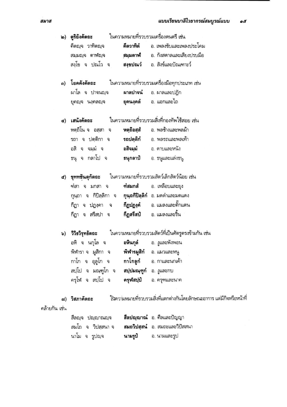สมาส แบบเรียนบาศไอารยารมีสมบูรณ์แบบ ๙๕ แบบเรียนบาลีไวยากรณ์สมบูรณ์แบบ เล่ม 6 หน้า 15