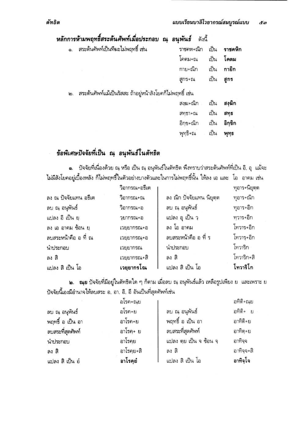 แบบเรียนภาษาไทยอักษรผสม รูปแบบ 43 แบบเรียนบาลีไวยากรณ์สมบูรณ์แบบ เล่ม 6 หน้า 53