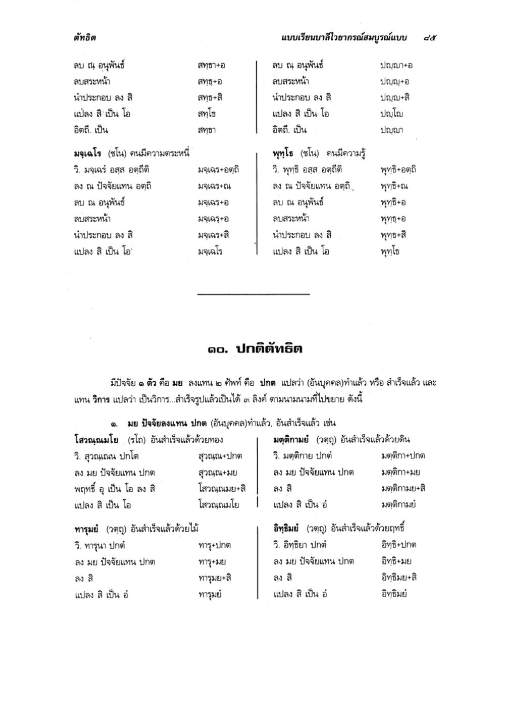 แบบเรียนบาลีอักษรมุ่งรณแบบ ๔๔ แบบเรียนบาลีไวยากรณ์สมบูรณ์แบบ เล่ม 6 หน้า 85