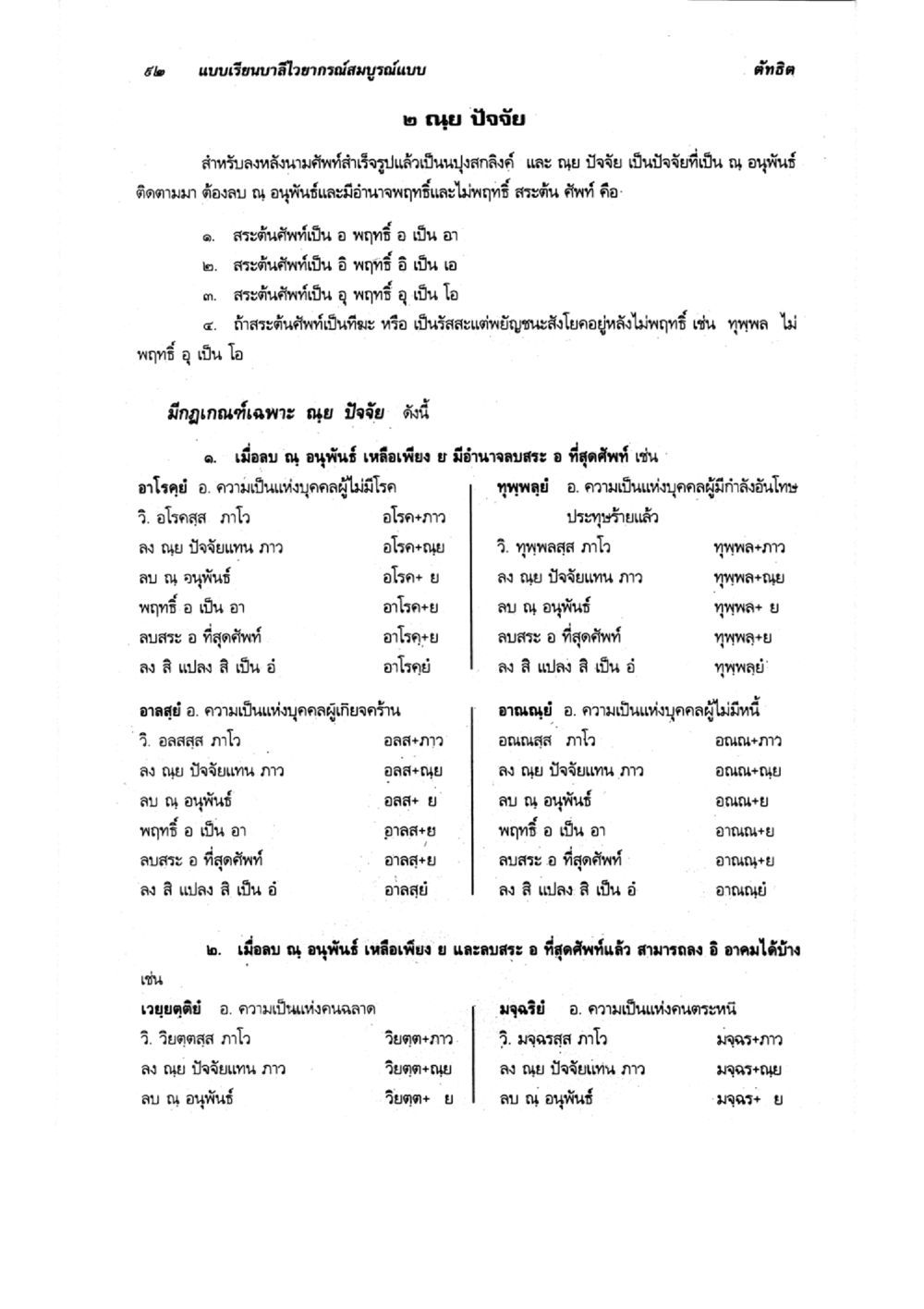 การศึกษาเกี่ยวกับปัจจัยและอนุพันธ์ แบบเรียนบาลีไวยากรณ์สมบูรณ์แบบ เล่ม 6 หน้า 92