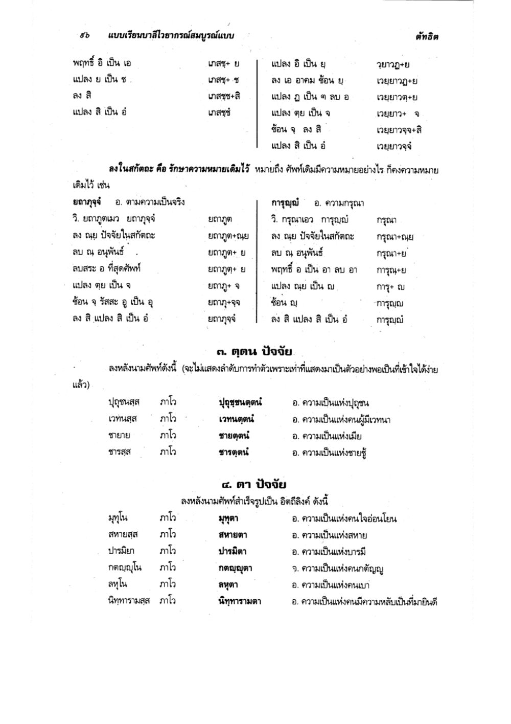 การแปลคำและแบบฟอร์มในภาษาไทย แบบเรียนบาลีไวยากรณ์สมบูรณ์แบบ เล่ม 6 หน้า 96