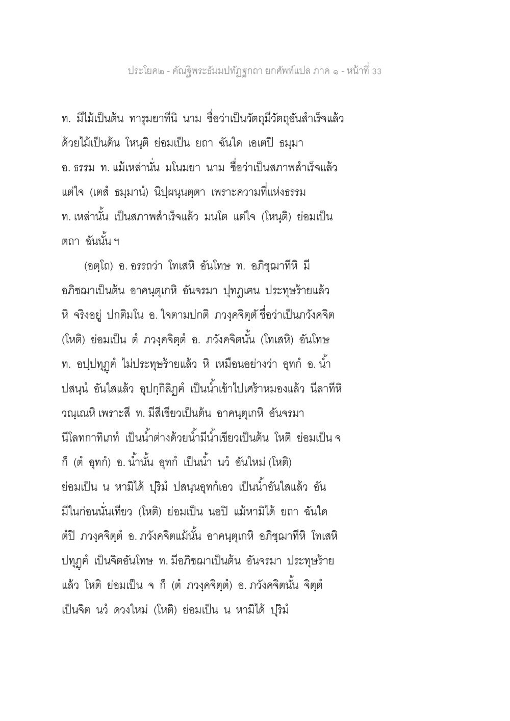 ความหมายและสภาพสำเร็จของธรรม คัณฐีพระธัมมปทัฏฐกถา ยกศัพท์แปล ภาค 1 หน้า 34