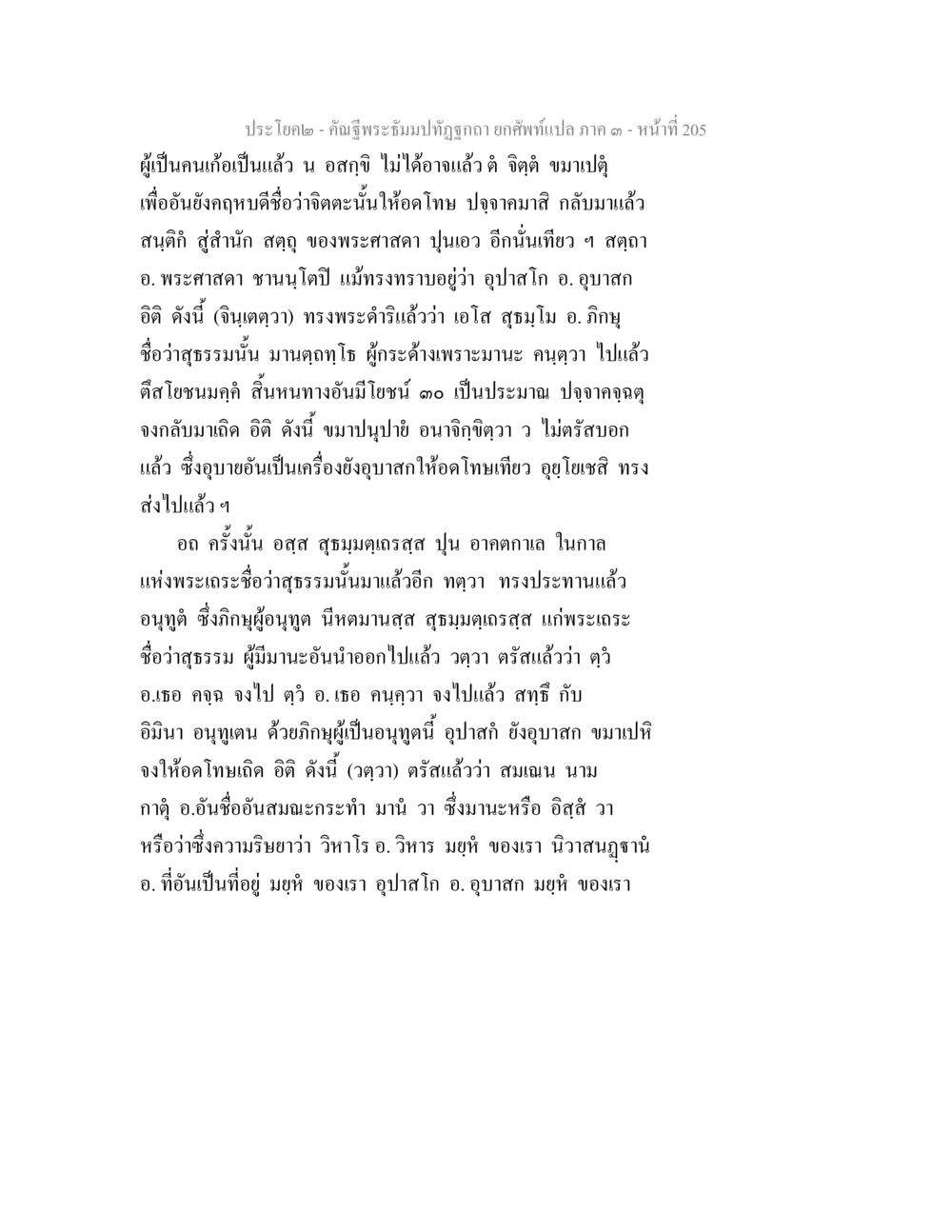 คำพิธีพระธรรมมาที่ถูกต้อง คัณฐีพระธัมมปทัฏฐกถา ยกศัพท์แปล ภาค 3 หน้า 205