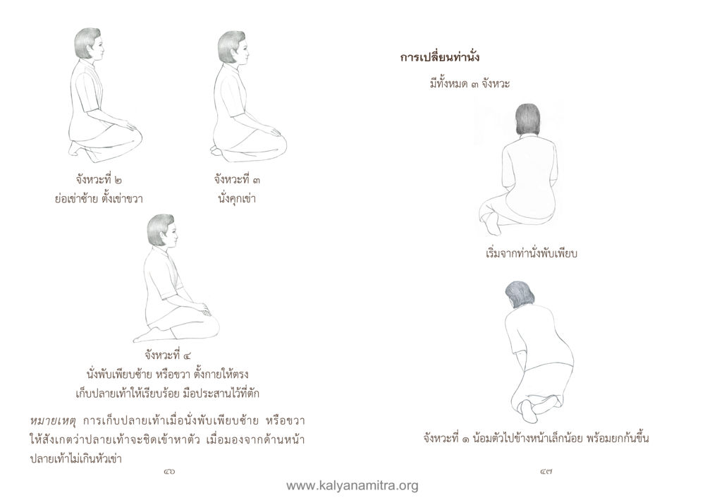 การเปลี่ยนท่านั่ง คู่มืออุบาสิกาแก้ว หน้า 25
