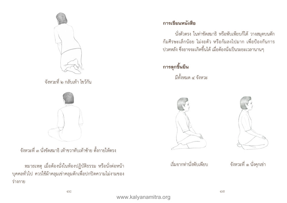 การเขียนหนังสือและท่านั่งเพื่อสุขภาพ คู่มืออุบาสิกาแก้ว หน้า 26