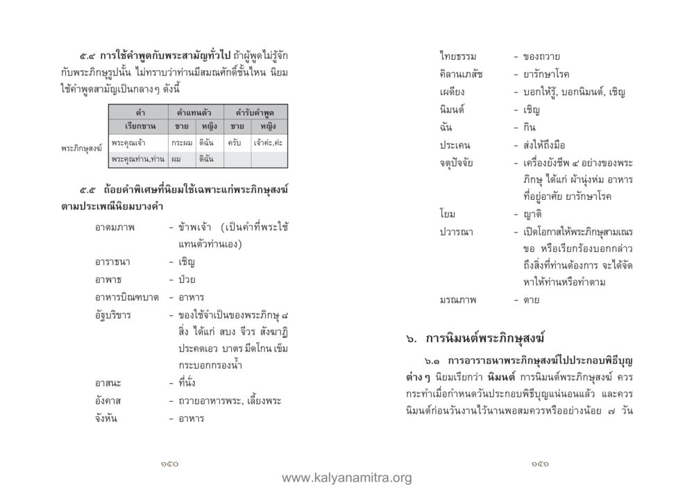 การใช้คำพูดกับพระสามัคคีและการนิมนต์พระภิกษุสงฆ์ คู่มืออุบาสิกาแก้ว หน้า 77