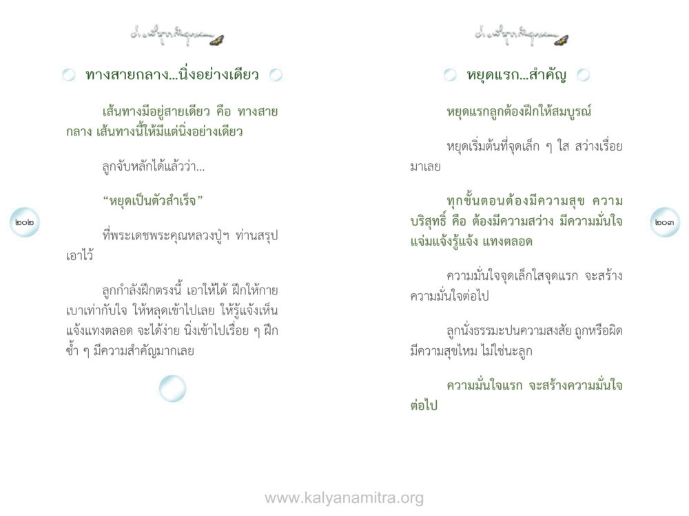 ทางสายกลางและความสำคัญของการหยุด ง่ายที่สุดถึงจุดหมาย เล่ม 1 หน้า 102