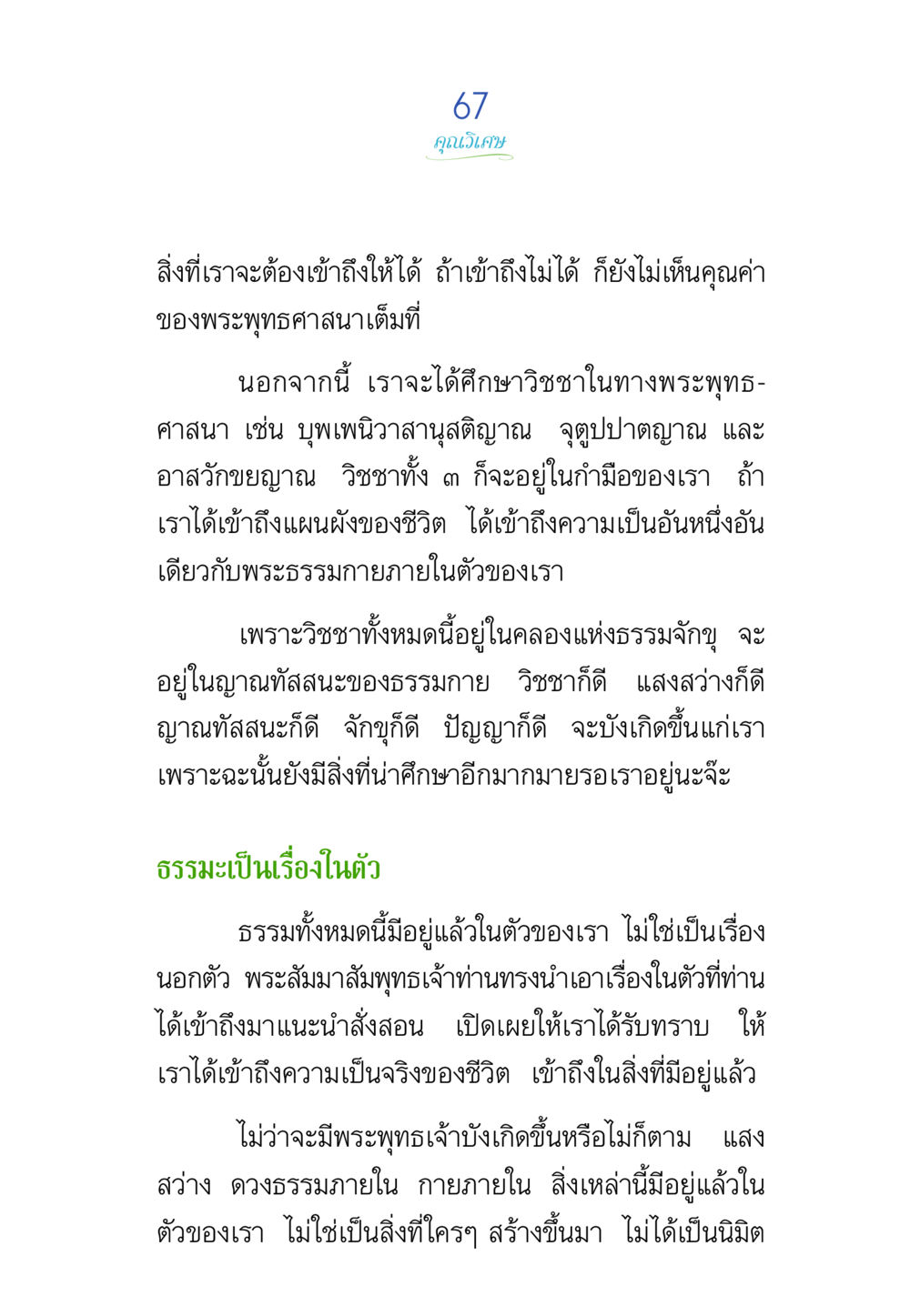 การเข้าถึงพระพุทธศาสนาและธรรมในตัว พรรษาวิสุทธิ์ หน้า 67
