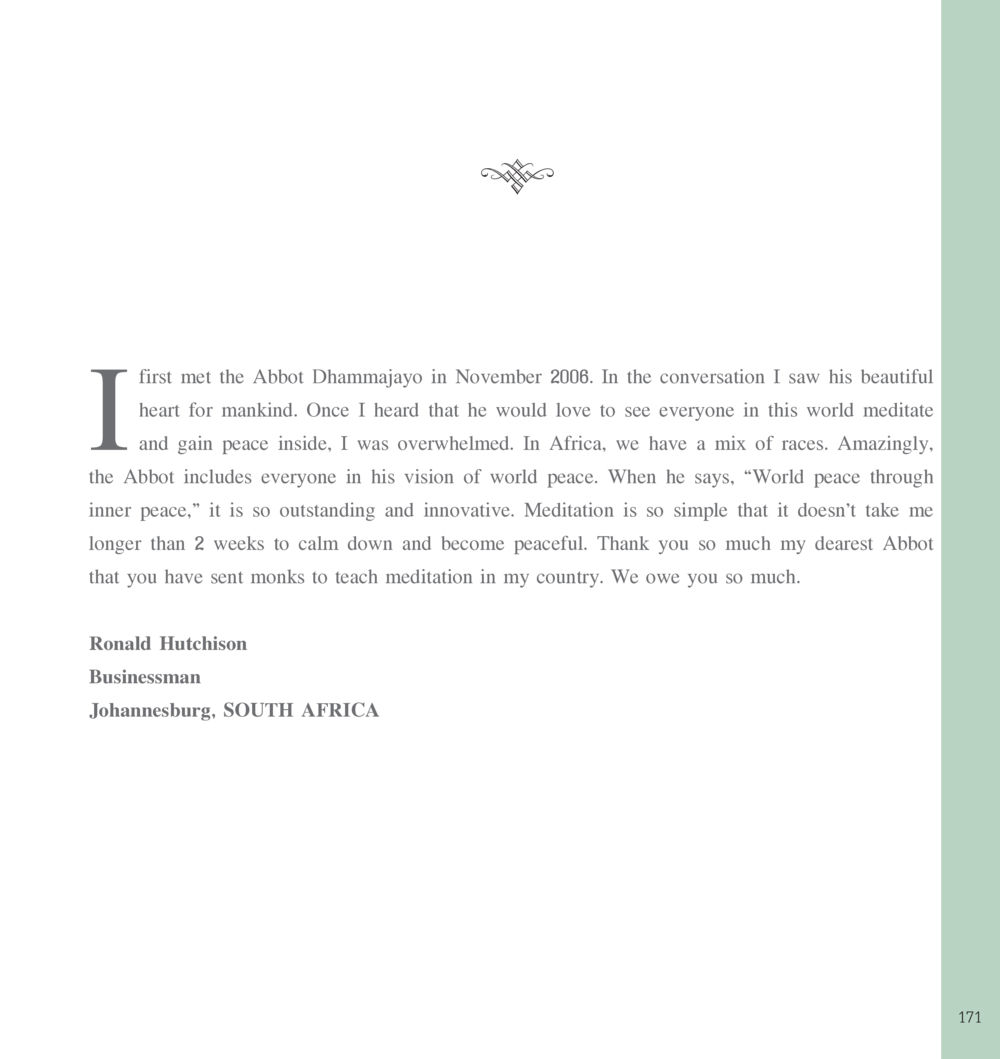 Meditation and the Vision of World Peace by Abbot Dhammajayo The Sun of Peace หน้า 171