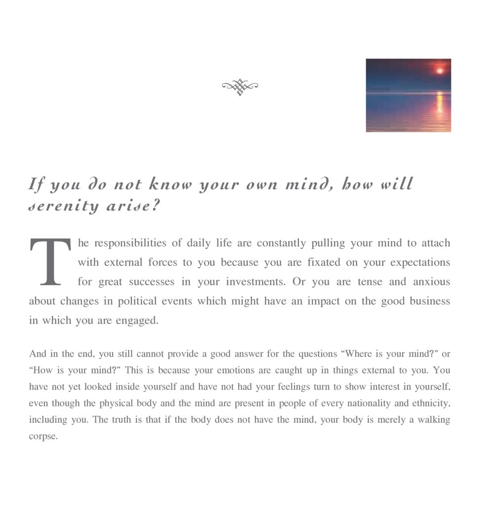 Understanding Your Mind for Serenity The Sun of Peace หน้า 198