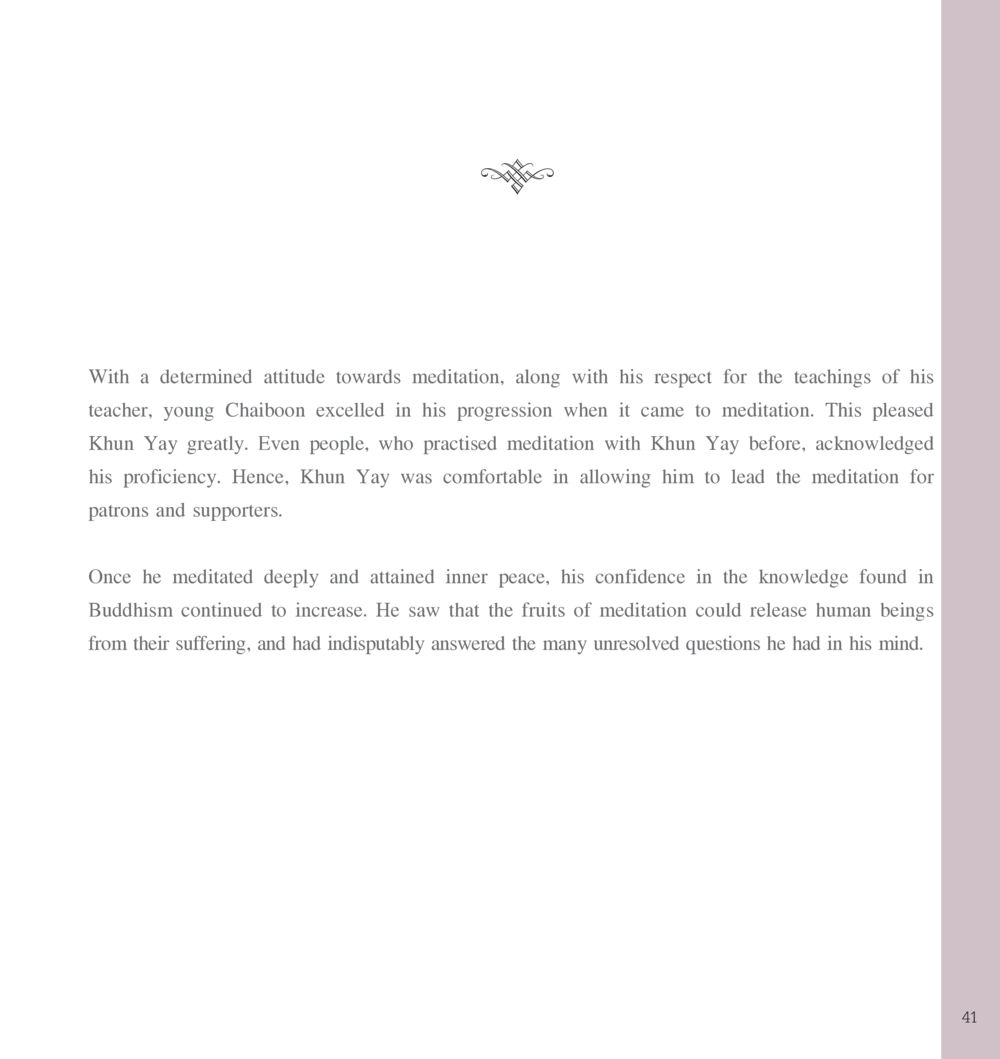 The Journey of Meditation: Young Chaiboon's Path to Inner Peace The Sun of Peace หน้า 41